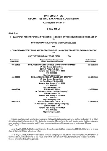Miniature PSEG 10-Q Rapport trimestriel  