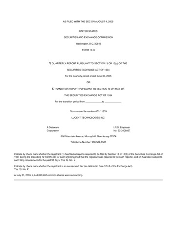 Miniature Lucent Technologies 10-Q Rapport trimestriel  