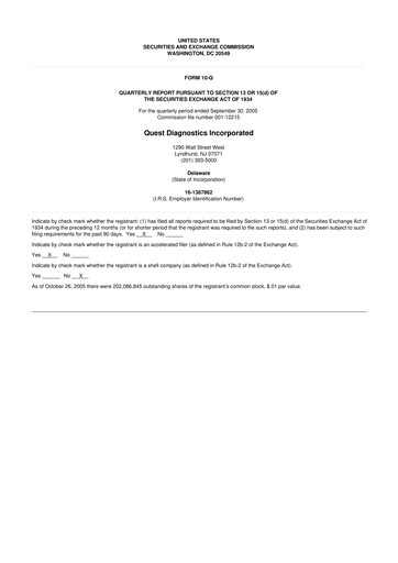 Vorschaubild Quest Diagnostics
 10-Q Quartalsbericht  