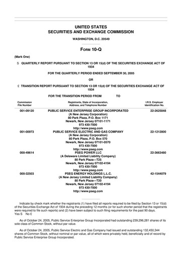 Miniature PSEG 10-Q Rapport trimestriel  