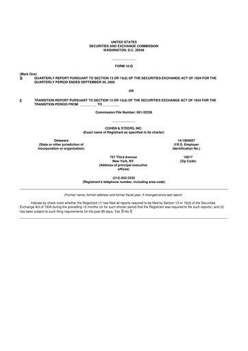 Thumbnail Cohen & Steers 10-Q Quarterly Report FY 