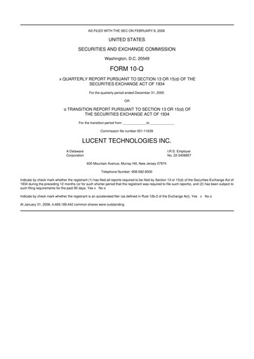 Miniature Lucent Technologies 10-Q Rapport trimestriel  