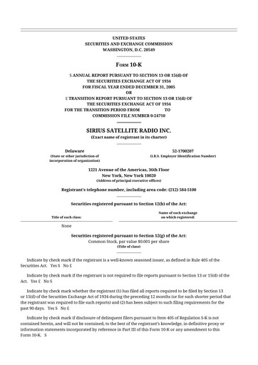 Thumbnail Sirius XM 10-K Annual Report 