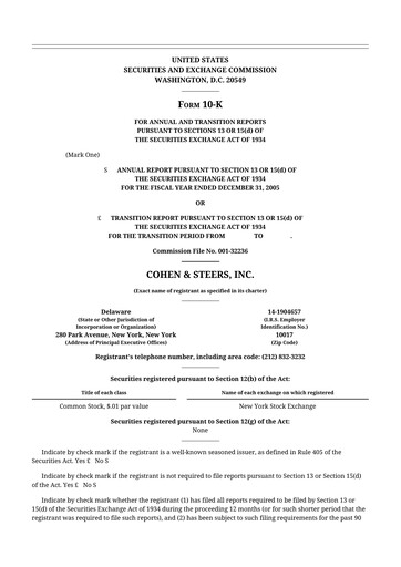 Thumbnail Cohen & Steers 10-K Annual Report 