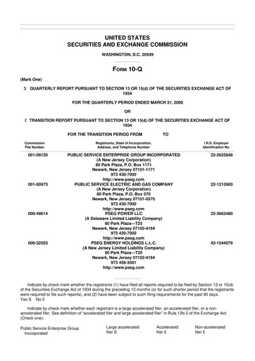 Miniature PSEG 10-Q Rapport trimestriel  