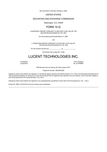 Miniature Lucent Technologies 10-Q Rapport trimestriel  