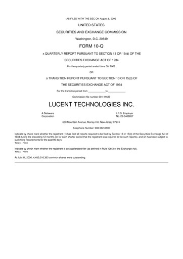 Miniature Lucent Technologies 10-Q Rapport trimestriel  