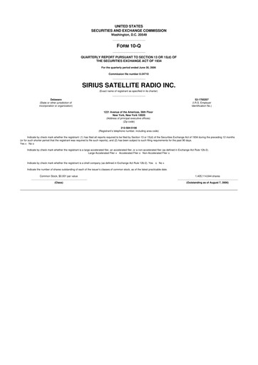 Thumbnail Sirius XM 10-Q Quarterly Report FY 