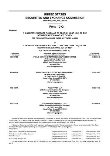 Miniature PSEG 10-Q Rapport trimestriel  