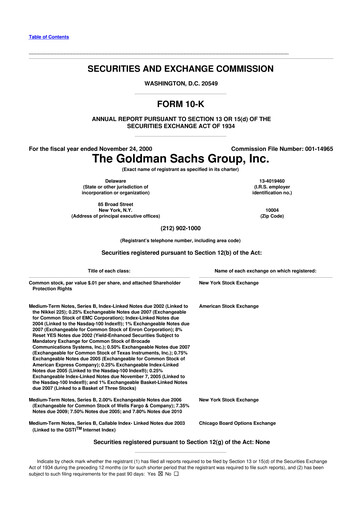 Thumbnail Goldman Sachs 10-K Annual Report 2000