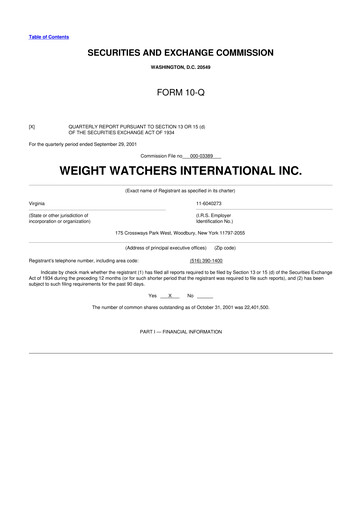 Thumbnail Weight Watchers 10-Q Quarterly Report FY 