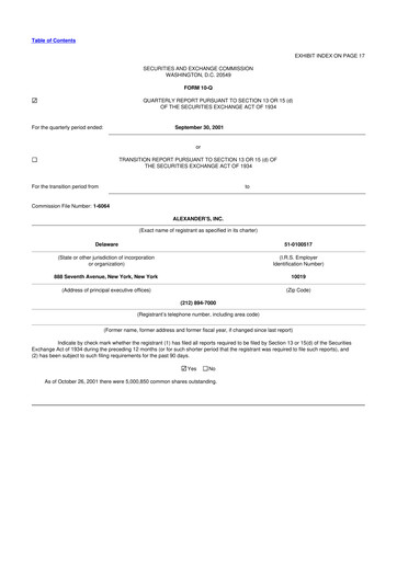 Miniature Alexander's, Inc. 10-Q Rapport trimestriel  
