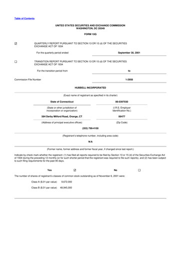 Thumbnail Hubbell 10-Q Quarterly Report FY 