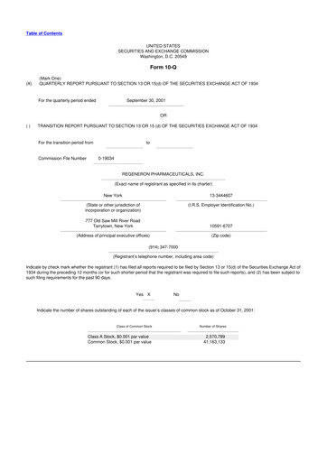 Thumbnail Regeneron Pharmaceuticals 10-Q Quarterly Report FY 