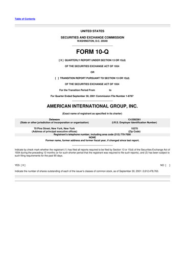 Miniature American International Group 10-Q Rapport trimestriel  
