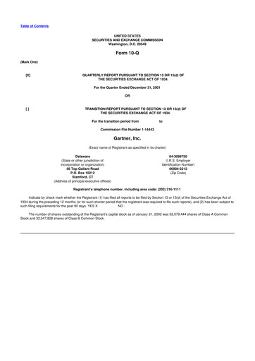 Thumbnail Gartner 10-Q Quarterly Report FY 