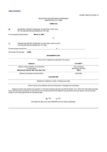 Miniature Alexander's, Inc. 10-Q Rapport trimestriel  