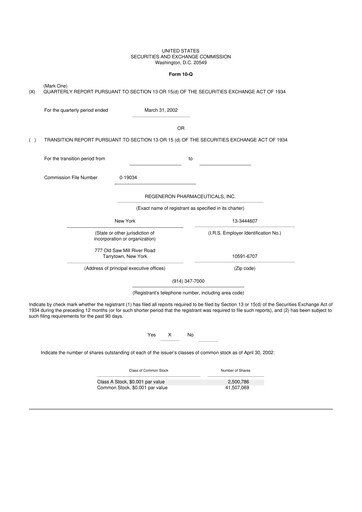 Thumbnail Regeneron Pharmaceuticals 10-Q Quarterly Report FY 