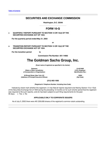 Vorschaubild Goldman Sachs 10-Q Quartalsbericht  