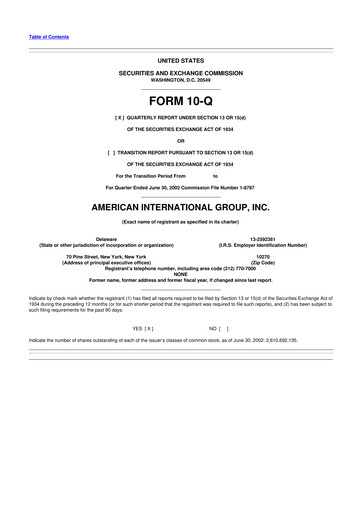 Miniature American International Group 10-Q Rapport trimestriel  