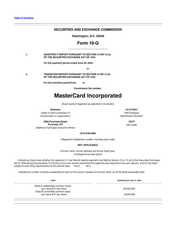 Vorschaubild Mastercard 10-Q Quartalsbericht  