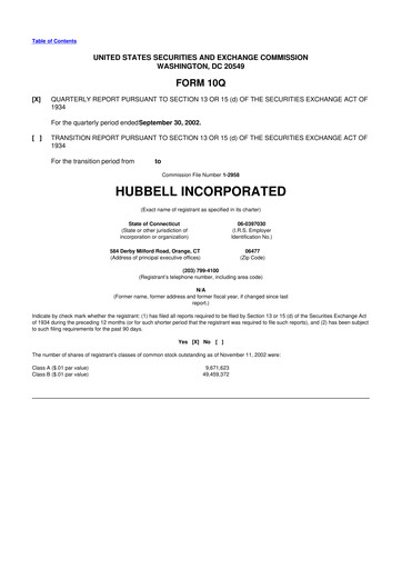 Thumbnail Hubbell 10-Q Quarterly Report FY 