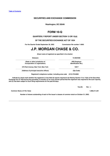 Vorschaubild JPMorgan Chase 10-Q Quartalsbericht  