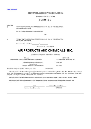 Thumbnail Air Products and Chemicals 10-Q Quarterly Report FY 