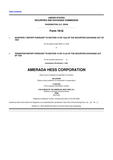 Vorschaubild Hess 10-Q Quartalsbericht  