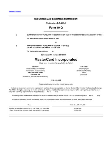 Vorschaubild Mastercard 10-Q Quartalsbericht  