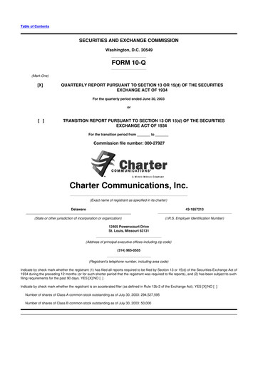 Thumbnail Charter Communications 10-Q Quarterly Report FY 