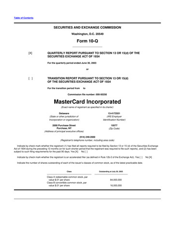 Vorschaubild Mastercard 10-Q Quartalsbericht  