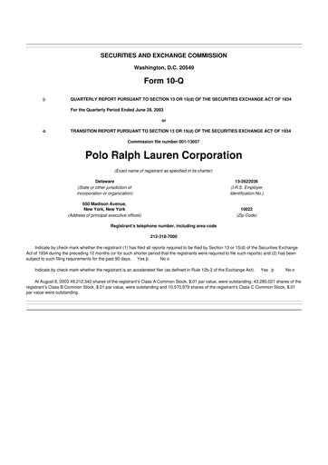 Thumbnail Ralph Lauren 10-Q Quarterly Report FY 