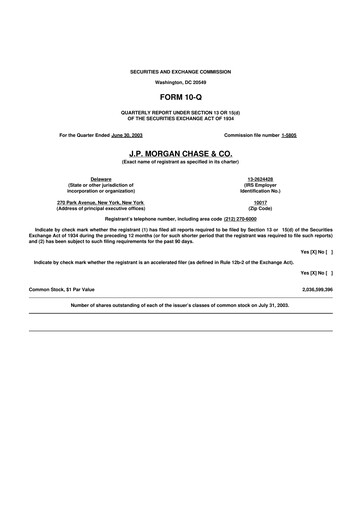 Vorschaubild JPMorgan Chase 10-Q Quartalsbericht  