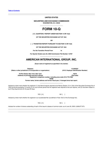 Miniature American International Group 10-Q Rapport trimestriel  