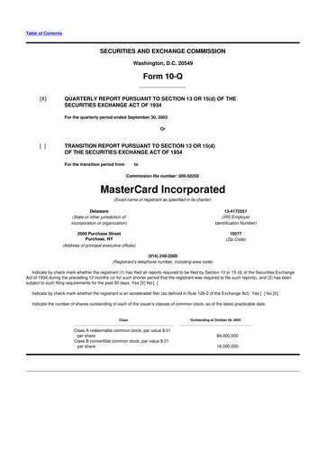 Vorschaubild Mastercard 10-Q Quartalsbericht  