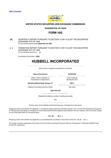 Thumbnail Hubbell 10-Q Quarterly Report FY 