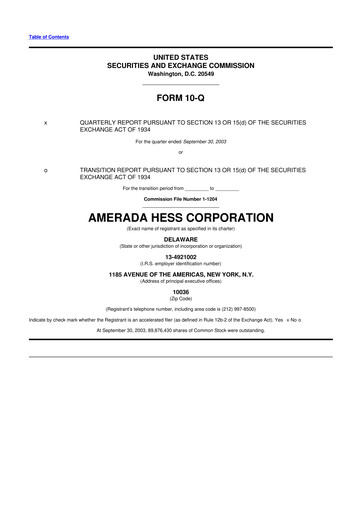 Thumbnail Hess 10-Q Quarterly Report FY 