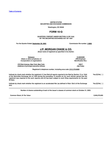 Vorschaubild JPMorgan Chase 10-Q Quartalsbericht  