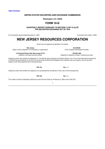 Thumbnail New Jersey Resources 10-Q Quarterly Report FY 