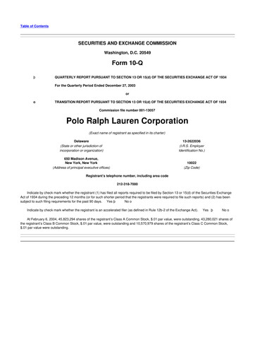 Thumbnail Ralph Lauren 10-Q Quarterly Report FY 