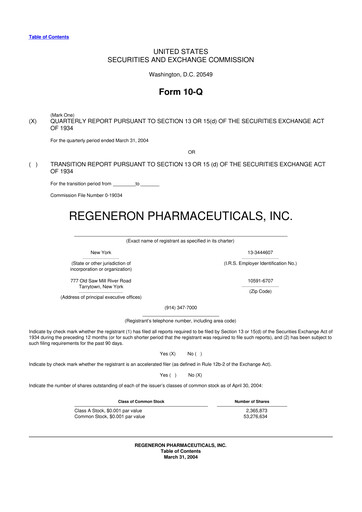 Thumbnail Regeneron Pharmaceuticals 10-Q Quarterly Report FY 