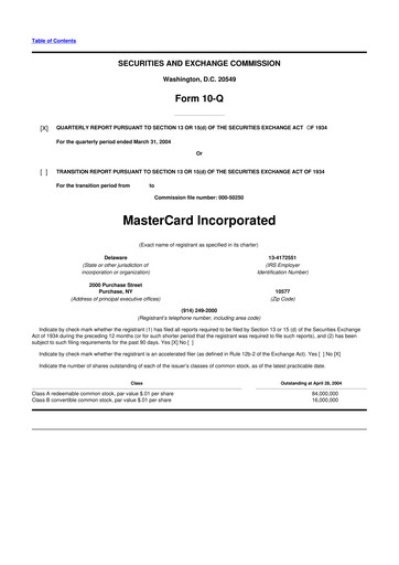 Vorschaubild Mastercard 10-Q Quartalsbericht  
