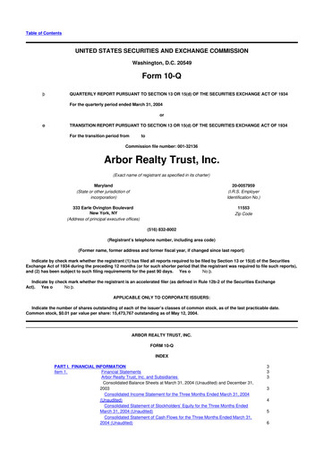 Vorschaubild Arbor Realty Trust
 10-Q Quartalsbericht  