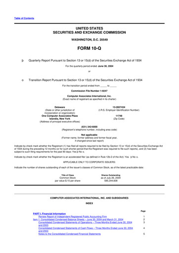 Thumbnail CA Technologies 10-Q Quarterly Report FY 