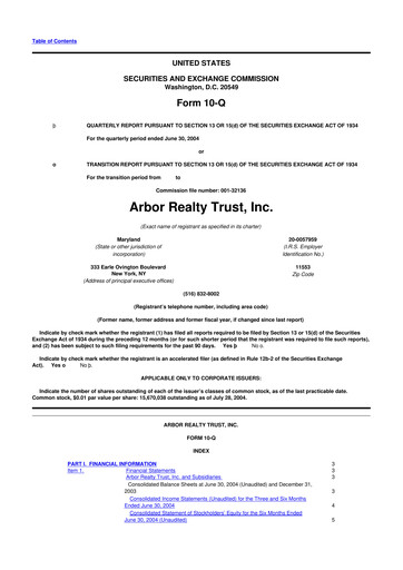 Vorschaubild Arbor Realty Trust
 10-Q Quartalsbericht  