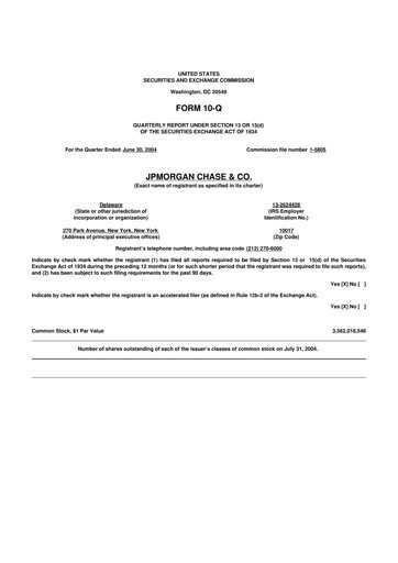 Vorschaubild JPMorgan Chase 10-Q Quartalsbericht  
