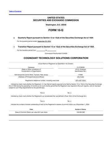 Vorschaubild Cognizant Technology Solutions  10-Q Quartalsbericht  