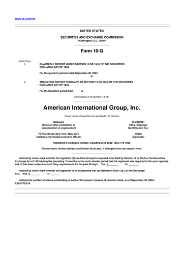 Miniature American International Group 10-Q Rapport trimestriel  