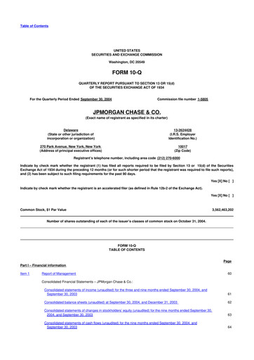 Vorschaubild JPMorgan Chase 10-Q Quartalsbericht  